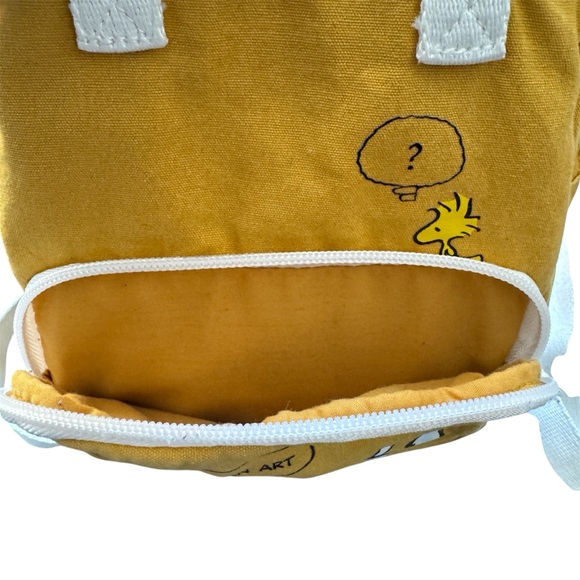 H&M Yellow Snoopy Mini Backpack “Sleeping is an Art” - Picture 4 of 8